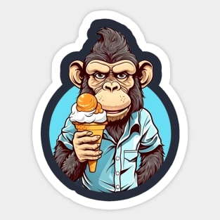 Monkey Eating Ice Cream Sticker